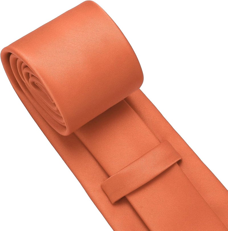 pensee Men's Tie Set Solid Pure Color 3.15" (8CM) Classic Formal Plain Necktie and Pocket Square Set For Men - Image 5